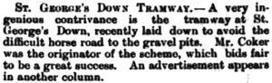 Announcement of new Tramway - Blackwater Isle of Wight County Press - 13 March 1886