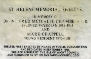 Plaque within St Helens Memorial Shelter Isle of Wight